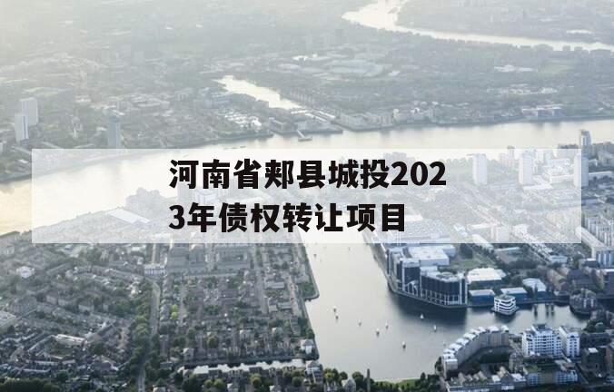 河南省郏县城投2023年债权转让项目