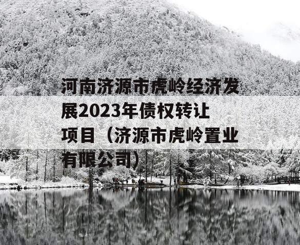 河南济源市虎岭经济发展2023年债权转让项目（济源市虎岭置业有限公司）