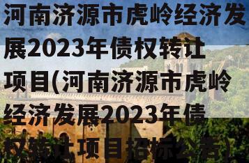 河南济源市虎岭经济发展2023年债权转让项目(河南济源市虎岭经济发展2023年债权转让项目招标公告)