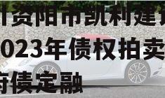 四川资阳市凯利建设投资2023年债权拍卖政府债定融