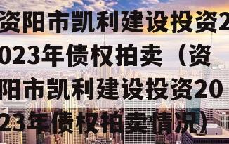 资阳市凯利建设投资2023年债权拍卖（资阳市凯利建设投资2023年债权拍卖情况）