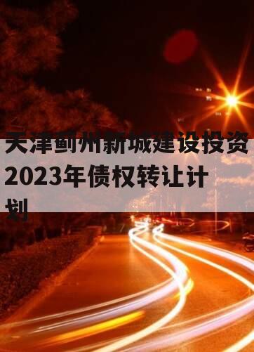 天津蓟州新城建设投资2023年债权转让计划