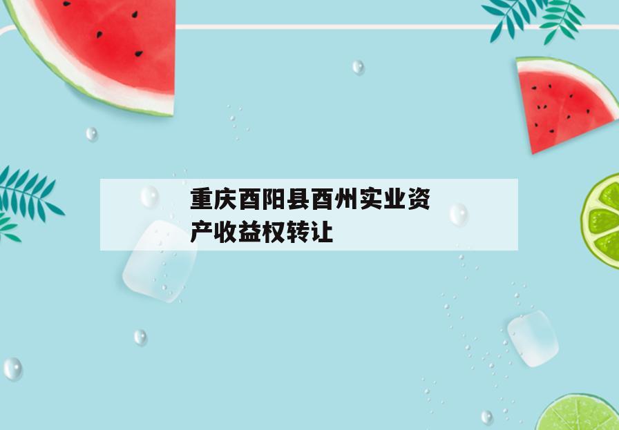 重庆酉阳县酉州实业资产收益权转让