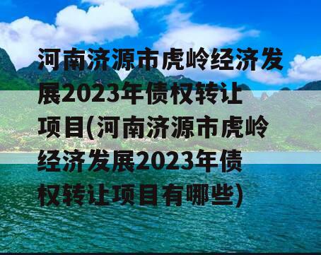 河南济源市虎岭经济发展2023年债权转让项目(河南济源市虎岭经济发展2023年债权转让项目有哪些)