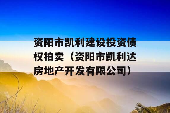 资阳市凯利建设投资债权拍卖（资阳市凯利达房地产开发有限公司）