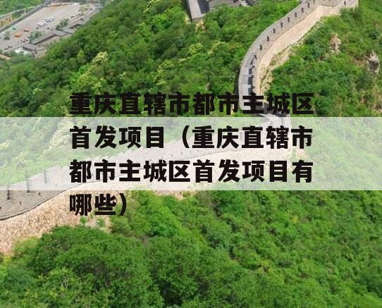 重庆直辖市都市主城区首发项目（重庆直辖市都市主城区首发项目有哪些）