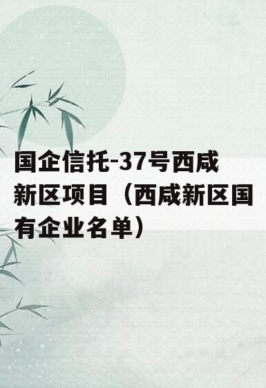 国企信托-37号西咸新区项目（西咸新区国有企业名单）