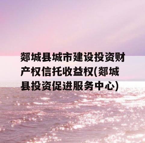 郯城县城市建设投资财产权信托收益权(郯城县投资促进服务中心)