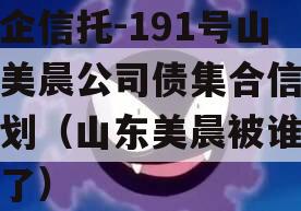 央企信托-191号山东美晨公司债集合信托计划（山东美晨被谁收购了）