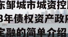 山东邹城市城资控股2023年债权资产政府债定融的简单介绍