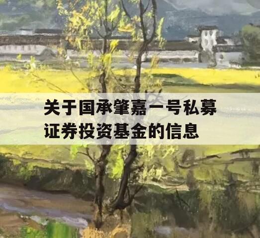 关于国承肇嘉一号私募证券投资基金的信息