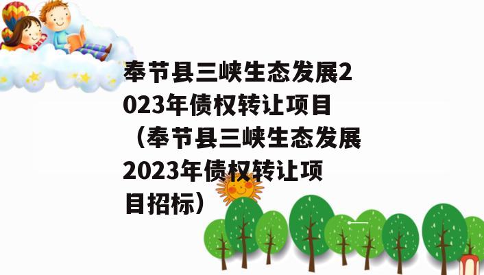 奉节县三峡生态发展2023年债权转让项目（奉节县三峡生态发展2023年债权转让项目招标）