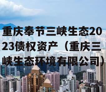 重庆奉节三峡生态2023债权资产（重庆三峡生态环境有限公司）