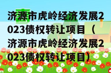 济源市虎岭经济发展2023债权转让项目（济源市虎岭经济发展2023债权转让项目）