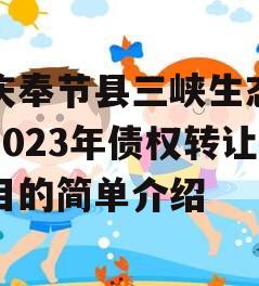 重庆奉节县三峡生态发展2023年债权转让项目的简单介绍