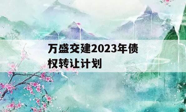 万盛交建2023年债权转让计划