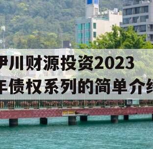 伊川财源投资2023年债权系列的简单介绍