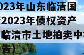 2023年山东临清国资2023年债权资产（临清市土地拍卖中标公告）