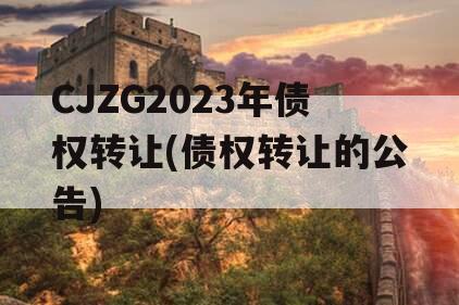 CJZG2023年债权转让(债权转让的公告)