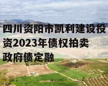 四川资阳市凯利建设投资2023年债权拍卖政府债定融