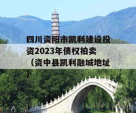 四川资阳市凯利建设投资2023年债权拍卖（资中县凯利融城地址）