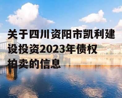 关于四川资阳市凯利建设投资2023年债权拍卖的信息
