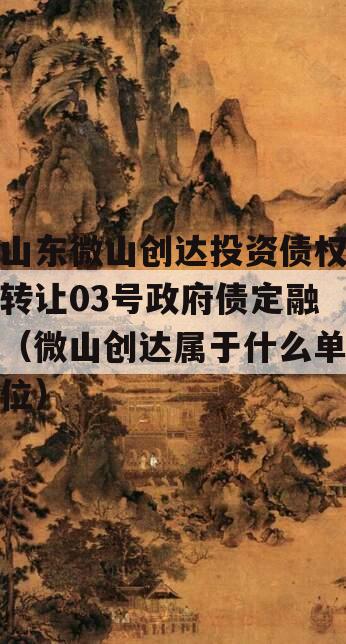 山东微山创达投资债权转让03号政府债定融（微山创达属于什么单位）