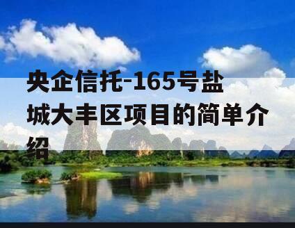 央企信托-165号盐城大丰区项目的简单介绍