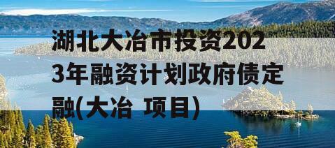 湖北大冶市投资2023年融资计划政府债定融(大冶 项目)