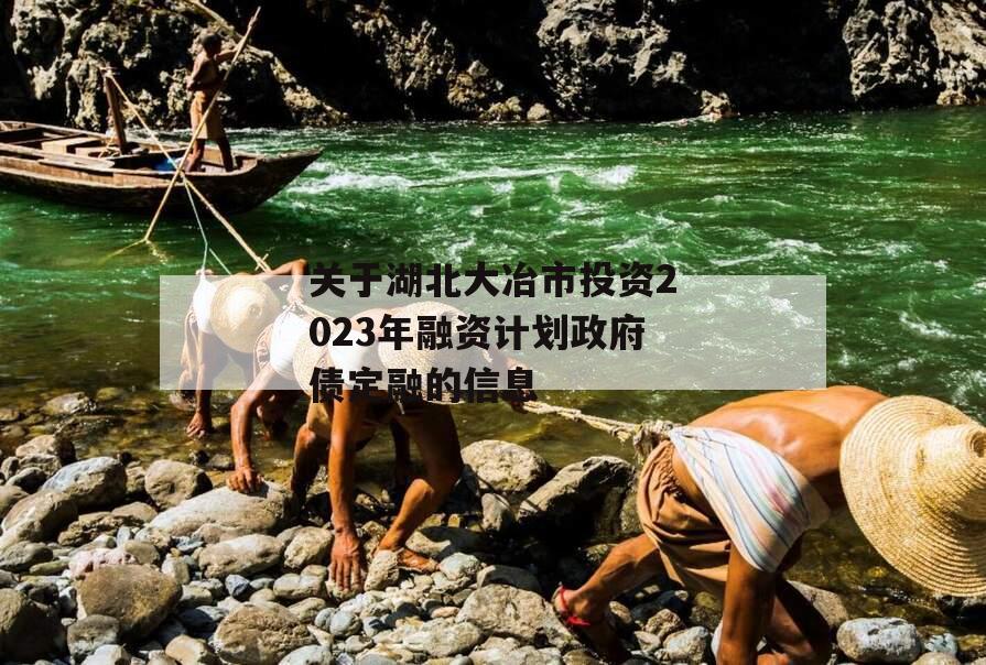 关于湖北大冶市投资2023年融资计划政府债定融的信息
