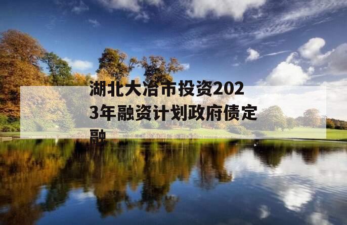 湖北大冶市投资2023年融资计划政府债定融