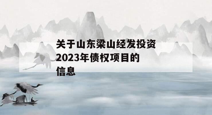 关于山东梁山经发投资2023年债权项目的信息