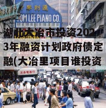 湖北大冶市投资2023年融资计划政府债定融(大冶里项目谁投资的)