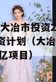 湖北大冶市投资2023融资计划（大冶投资166亿项目）