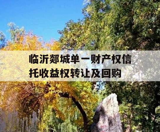 临沂郯城单一财产权信托收益权转让及回购