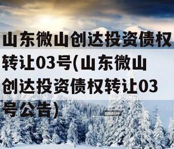 山东微山创达投资债权转让03号(山东微山创达投资债权转让03号公告)