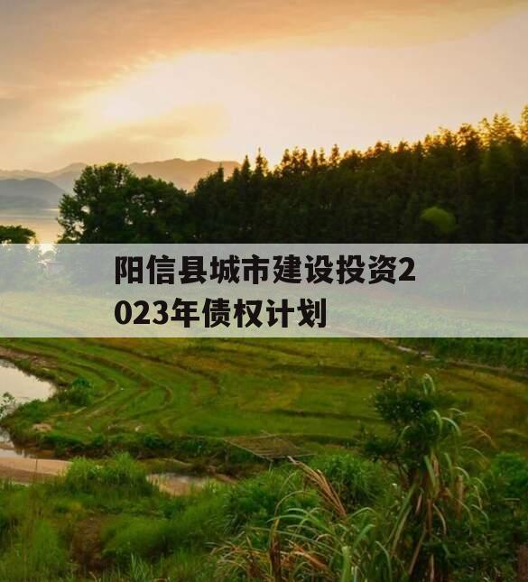 阳信县城市建设投资2023年债权计划
