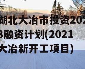湖北大冶市投资2023融资计划(2021大冶新开工项目)
