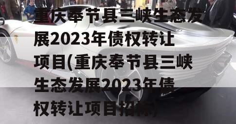 重庆奉节县三峡生态发展2023年债权转让项目(重庆奉节县三峡生态发展2023年债权转让项目招标)