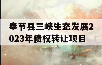 奉节县三峡生态发展2023年债权转让项目