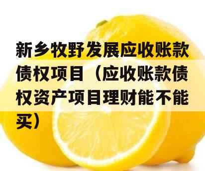 新乡牧野发展应收账款债权项目（应收账款债权资产项目理财能不能买）