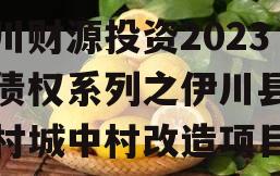 伊川财源投资2023年债权系列之伊川县王庄村城中村改造项目