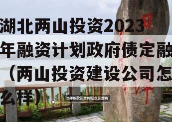 湖北两山投资2023年融资计划政府债定融（两山投资建设公司怎么样）