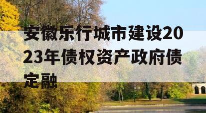 安徽乐行城市建设2023年债权资产政府债定融