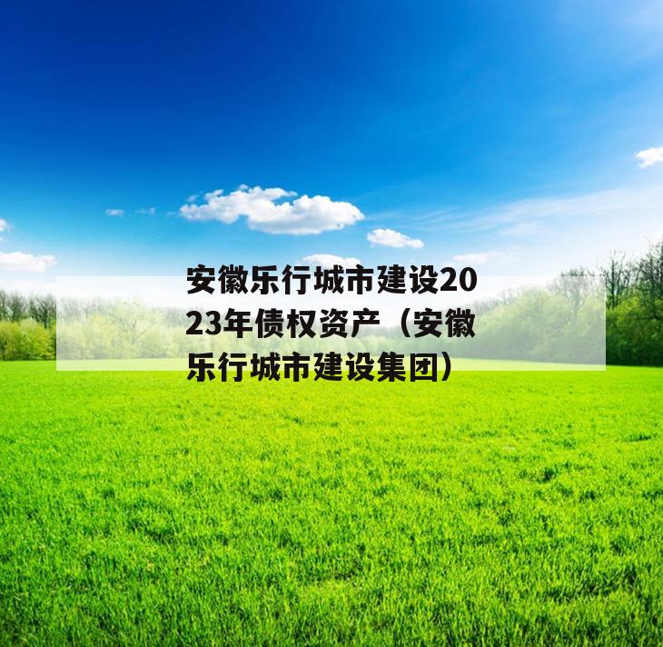 安徽乐行城市建设2023年债权资产（安徽乐行城市建设集团）