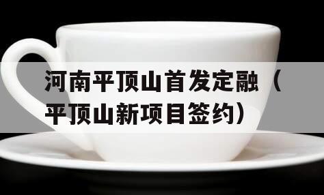 河南平顶山首发定融（平顶山新项目签约）