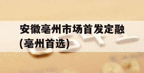安徽亳州市场首发定融(亳州首选)