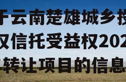 关于云南楚雄城乡投财产权信托受益权2023年转让项目的信息