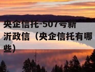 央企信托-507号新沂政信（央企信托有哪些）