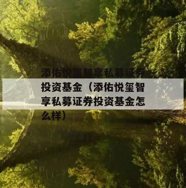 添佑悦玺智享私募证券投资基金（添佑悦玺智享私募证券投资基金怎么样）